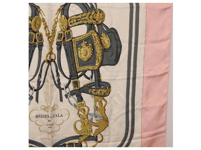 Hermès HERMES Carre 90 Scarf Silk Pink White  Brides de Gala - vista 7