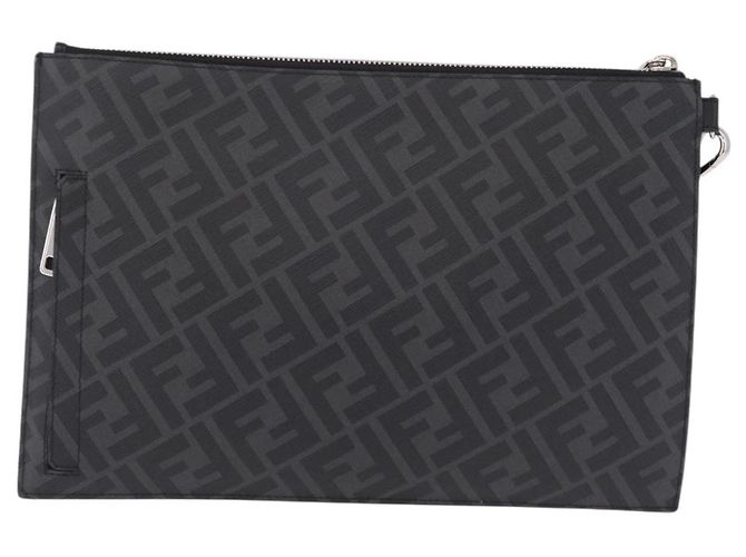 Fendi Pochette da Polso con Zip Zucca Coated Canvas e Pelle Medium - vista 2