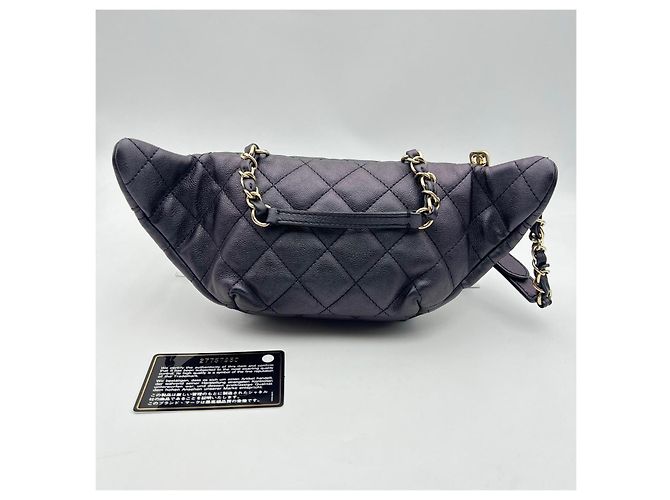 Borsello da vita Chanel in pelle matelassé nera - vista 2