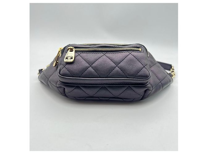 Borsello da vita Chanel in pelle matelassé nera - vista 4