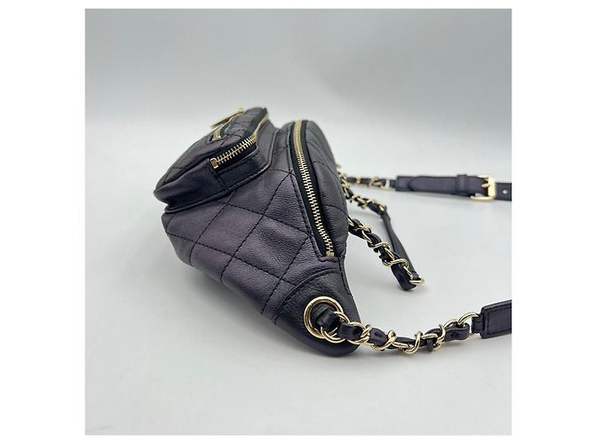 Borsello da vita Chanel in pelle matelassé nera - vista 5
