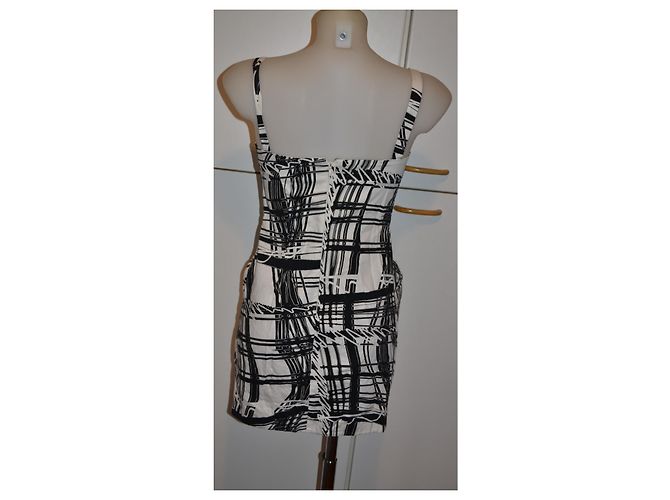 Pinko Vestido Corto de Algodón Estampado Blanco y Negro - vista 4