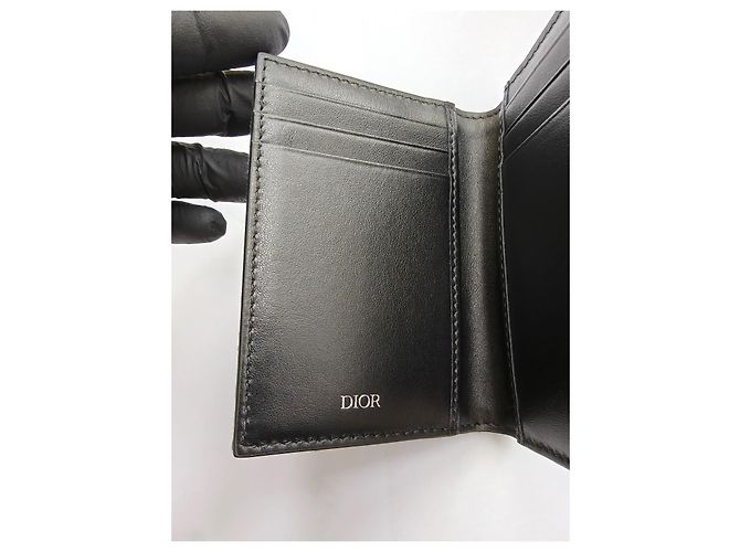 Portacarte Dior Bifold Jacquard Oblique Beige e Nero - vista 10