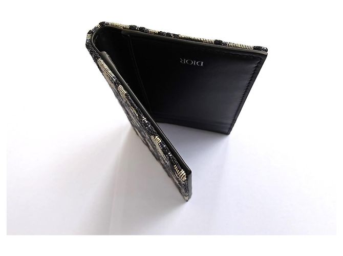 Portacarte Dior Bifold Jacquard Oblique Beige e Nero - vista 14