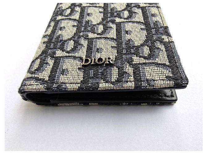 Portacarte Dior Bifold Jacquard Oblique Beige e Nero - vista 15