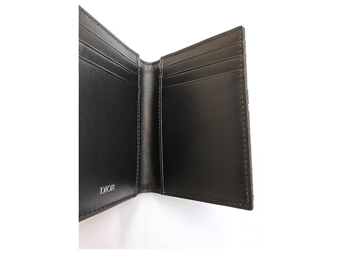 Portacarte Dior Bifold Jacquard Oblique Beige e Nero - vista 9