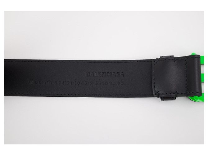 Balenciaga BB Hourglass Large Belt Matte Black Neon Green - vista 4
