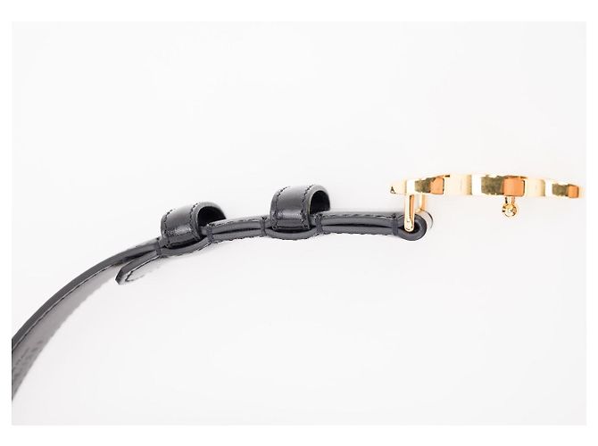Céline Celine Triomphe 25mm Medium Belt Black Leather Gold Buckle - view 6