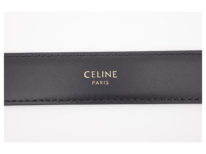 Céline Celine Triomphe 25mm Medium Belt Black Leather Gold Buckle - view 7