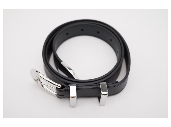 Céline Celine Medium Western Belt 25mm Black Leather Silver Buckle - view 10