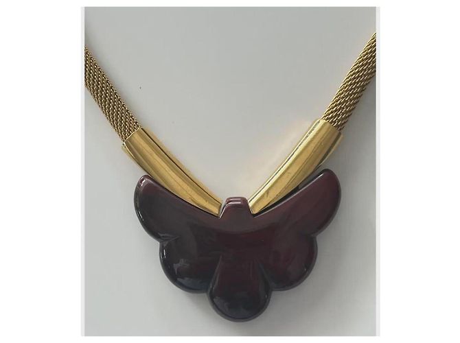 Givenchy Colar Borboleta em Ouro e Resina Bordeaux - vista 5