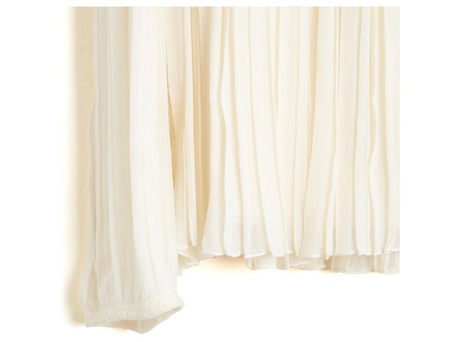 Chloé Plissierte Seidencrepe-Bluse in Ecru - Ansicht 3
