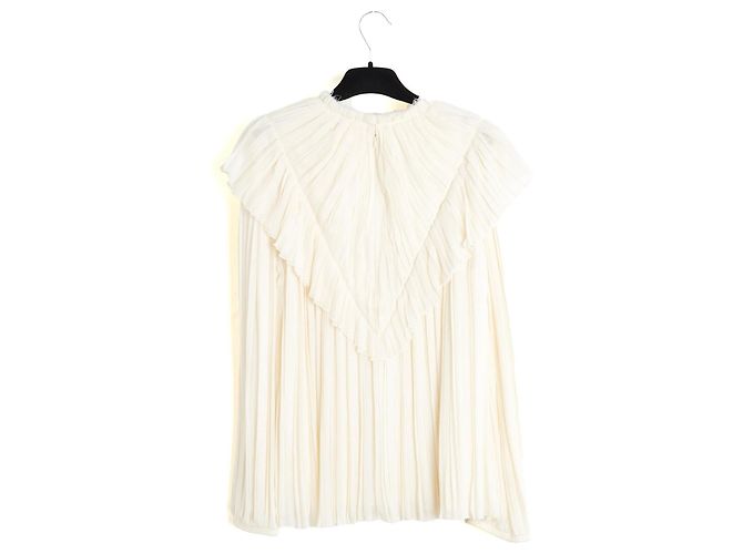 Chloé Plissierte Seidencrepe-Bluse in Ecru - Ansicht 5