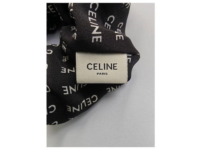 Céline Coletero de seda estampado con logo Celine Triomphe Negro - vista 2
