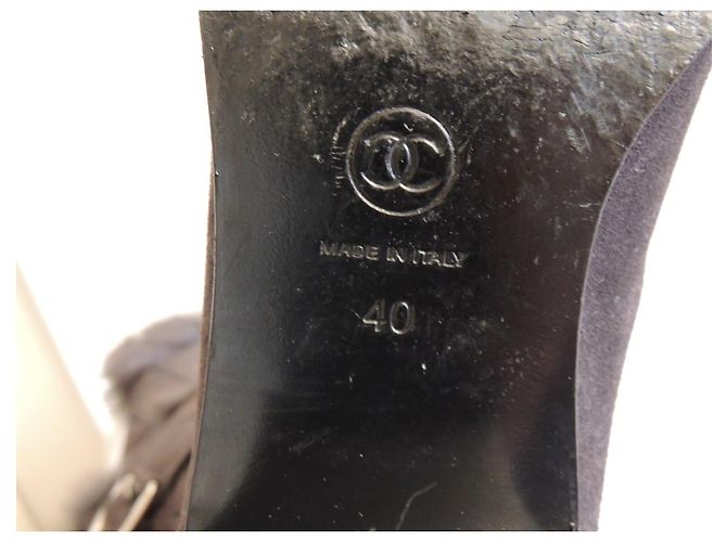 Chanel Mittelschaftstiefel Wildleder Pelz Anthrazit Größe 40 - Ansicht 10