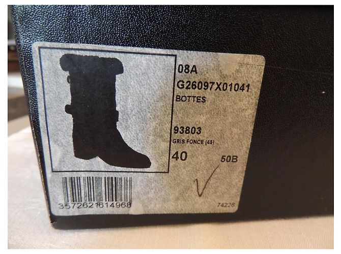 Chanel Mittelschaftstiefel Wildleder Pelz Anthrazit Größe 40 - Ansicht 3
