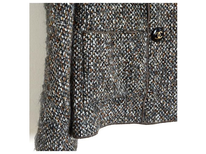 Chanel 1992 Black Tweed Double Breasted CC Jacket - view 4