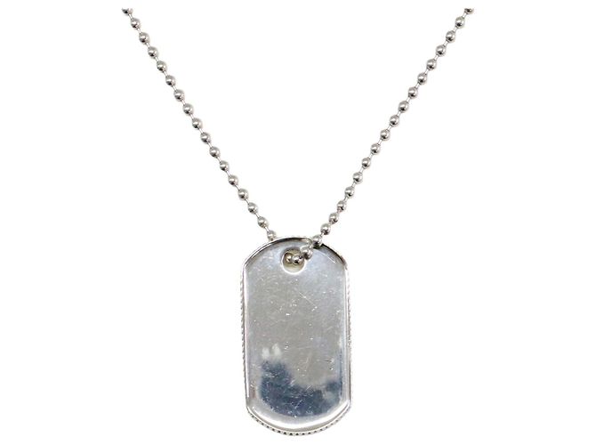 Autre Marque Collana Tiffany & Co. Silver Ball Chain Dog Tag - vista 2
