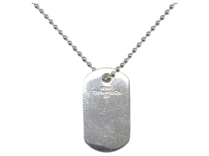 Autre Marque Collana Tiffany & Co. Silver Ball Chain Dog Tag - vista 3