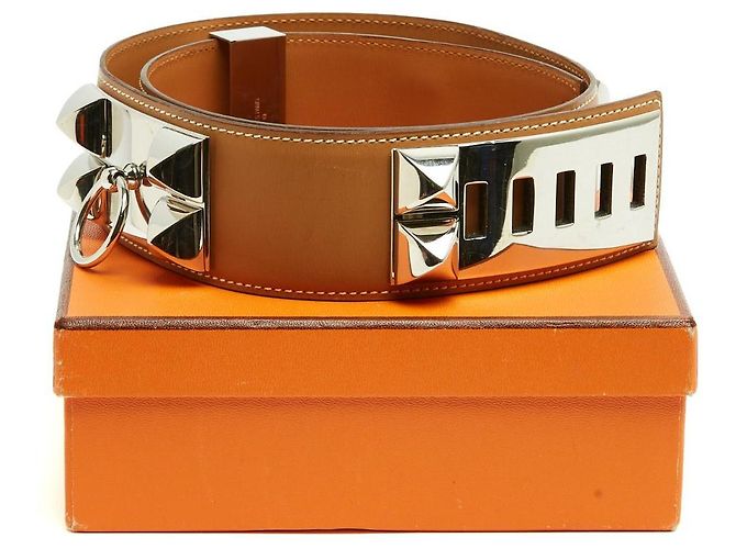 Hermès Collier de Chien 50 Barenia Ledergürtel Camel - Ansicht 7