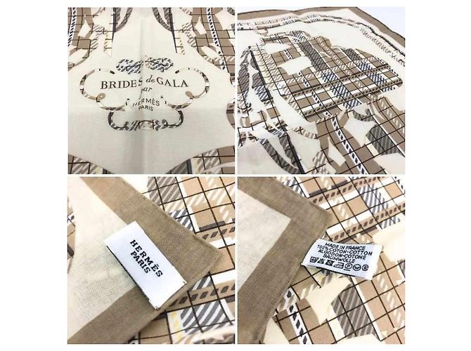 Hermès Hermes Schal aus Baumwolle in Beige - Ansicht 3