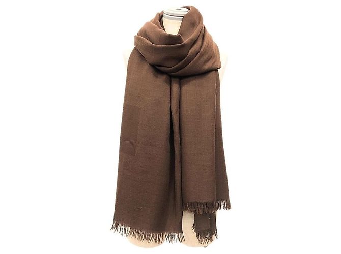 Hermès Stola Hermes in cashmere e lana marrone - vista 2