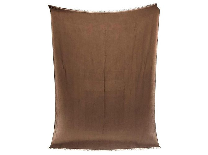 Hermès Stola Hermes in cashmere e lana marrone - vista 3