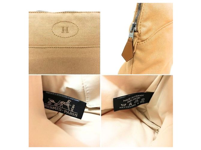 Hermès Pouch Hermes Bolide MM/25 in tela di cotone beige - vista 3