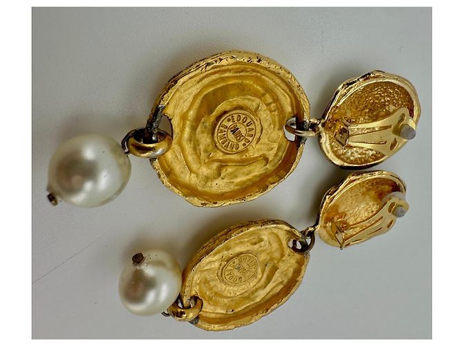 Chanel Edouard Rimbaud Paris – Orecchini Sculptural Spiral & Faux Pearl Drop – 1980s - vista 6