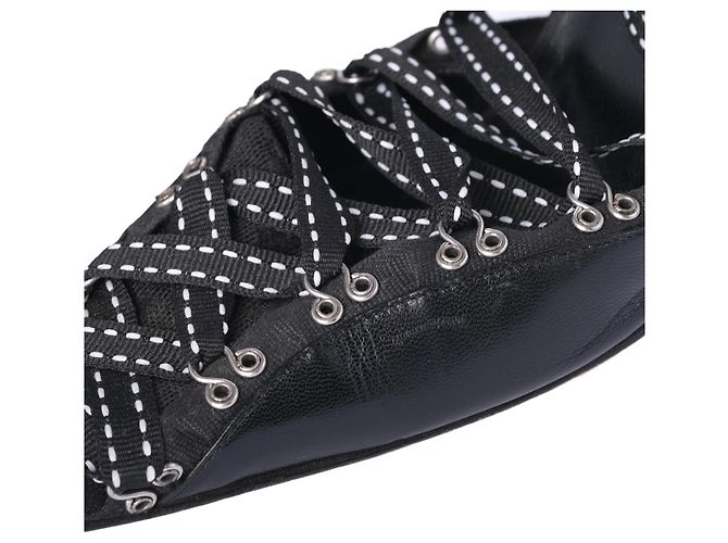 Décolleté slingback con lacci Gazette in pelle nera John Galliano - vista 5