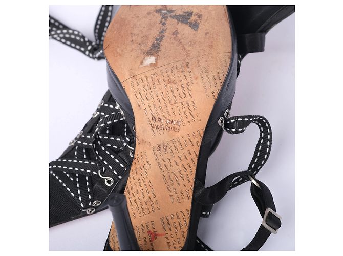 Décolleté slingback con lacci Gazette in pelle nera John Galliano - vista 7