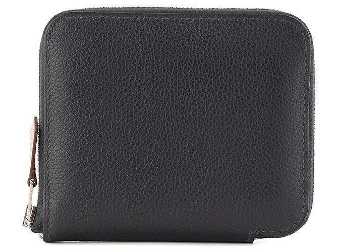 HERMÈS - Cartera Silk'In Compact Hermès en piel granulada azul marino Caban - vista 3