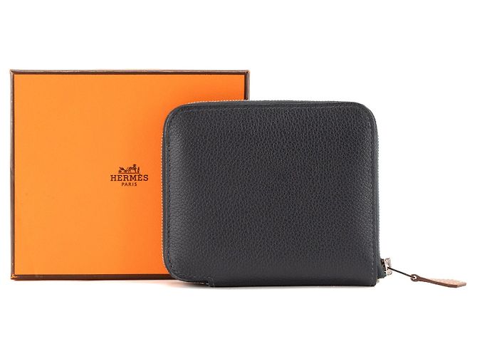 HERMÈS - Cartera Silk'In Compact Hermès en piel granulada azul marino Caban - vista 7