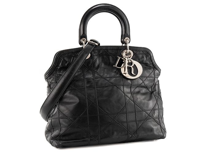 DIOR - Borsa a tracolla Granville Dior in pelle liscia nera - vista 2