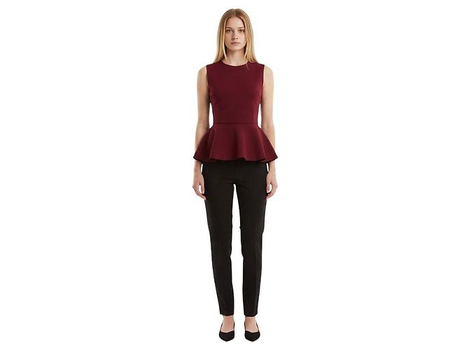 Autre Marque Cushnie et Ochs Top Peplum sin mangas High Low Burdeos - vista 4