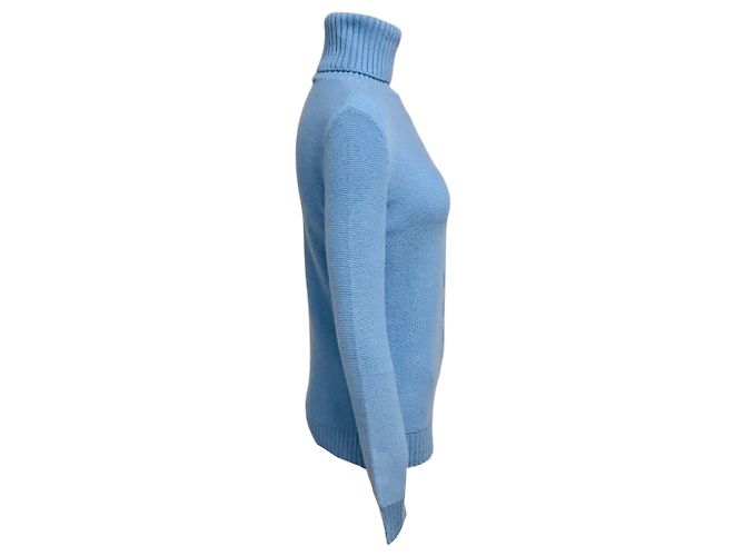 Loro Piana Baby-Cashmere-Rollkragenpullover mit Zopfstrick, Periwinkle Blue - Ansicht 2