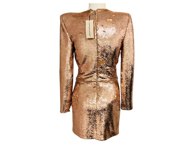 Alexandre Vauthier Rose Gold Sequin Plunging Mini Kleid in Pink Gold - Ansicht 3