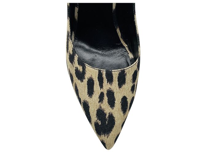 Céline Celine Spitze Pumps aus Canvas Leopardprint Beige / Black - Ansicht 5
