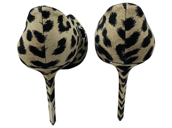 Céline Celine Spitze Pumps aus Canvas Leopardprint Beige / Black - Ansicht 6