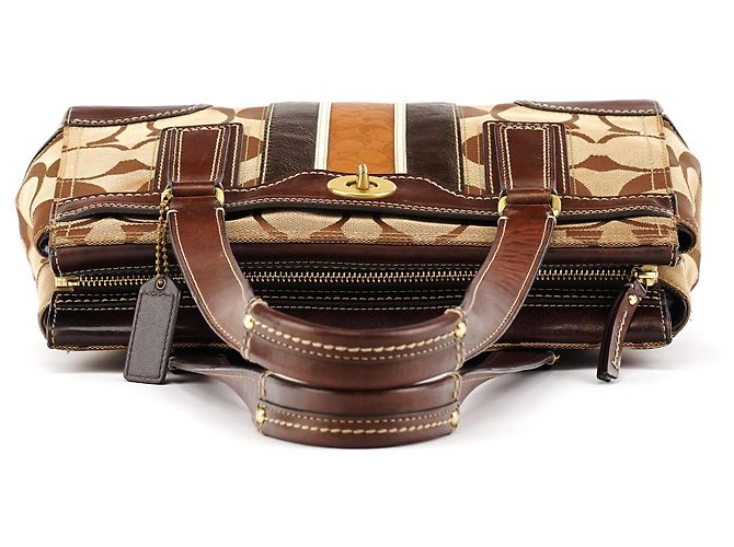 Coach 11620 Borsa Tote Signature Turnlock Beige Tan - vista 4