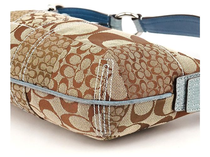 Coach 3680 Borsa a tracolla patchwork in pitone beige e blu - vista 9