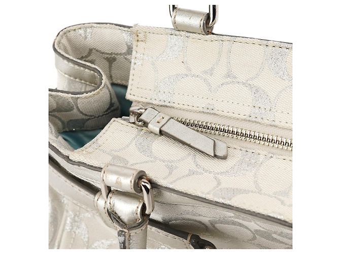 Coach Borsa Tote Hamptons Signature Silver Metallic F15677 - vista 12