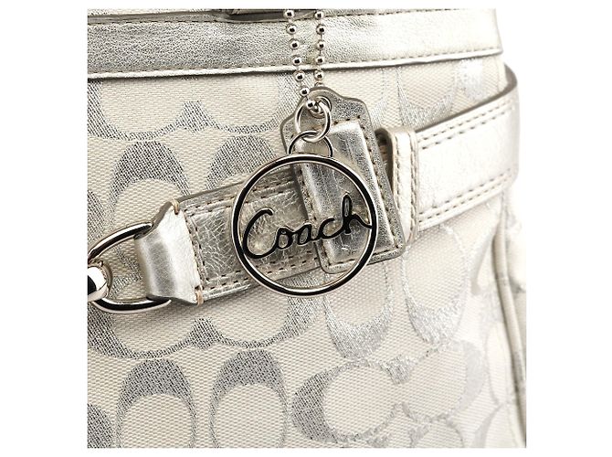 Coach Borsa Tote Hamptons Signature Silver Metallic F15677 - vista 6
