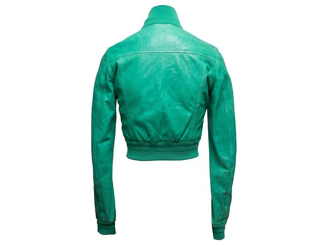 Dsquared2 Vintage Dsquared Cropped Lederjacke mit Knöpfen in Grün Größe IT 42 - Ansicht 4