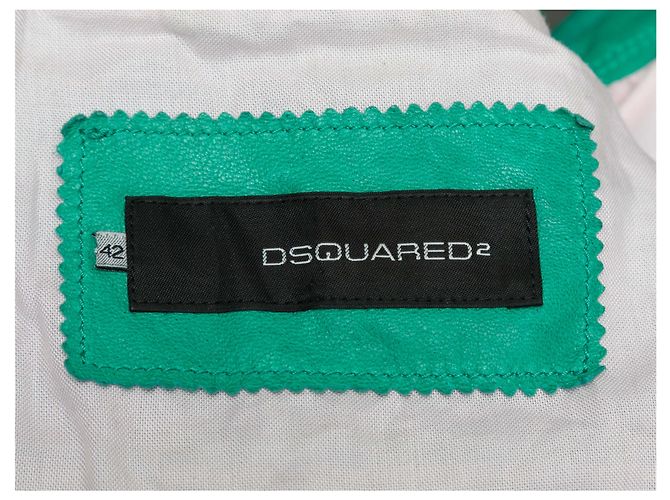 Dsquared2 Vintage Dsquared Cropped Lederjacke mit Knöpfen in Grün Größe IT 42 - Ansicht 5