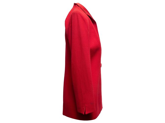 Rote Christian Dior Abendjacke mit Satinbesatz Größe US 6 - Ansicht 3