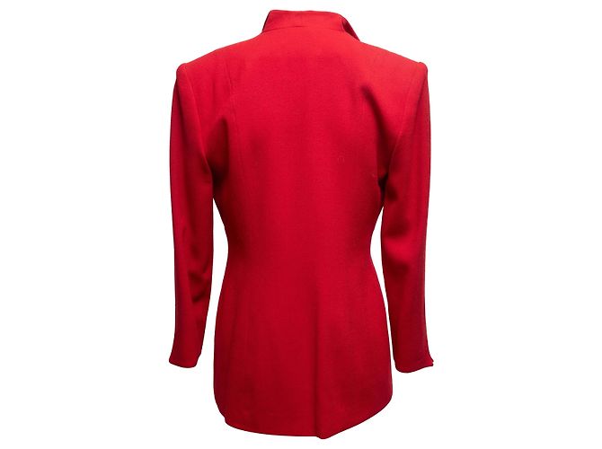 Rote Christian Dior Abendjacke mit Satinbesatz Größe US 6 - Ansicht 4