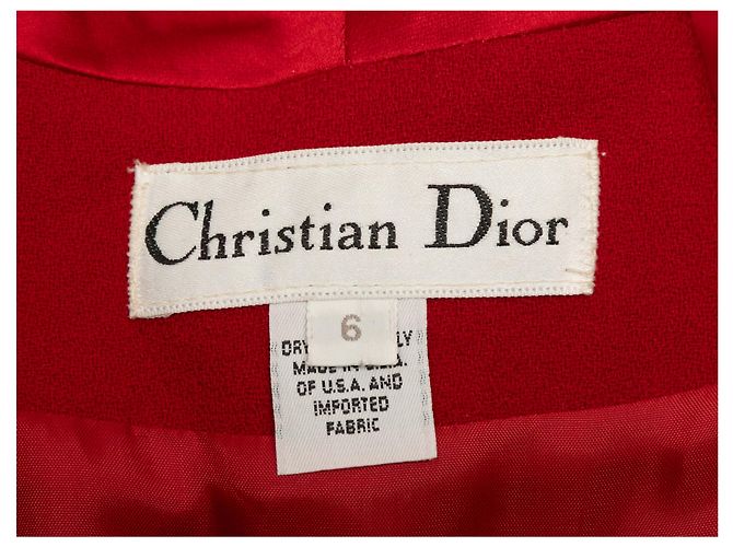 Rote Christian Dior Abendjacke mit Satinbesatz Größe US 6 - Ansicht 5