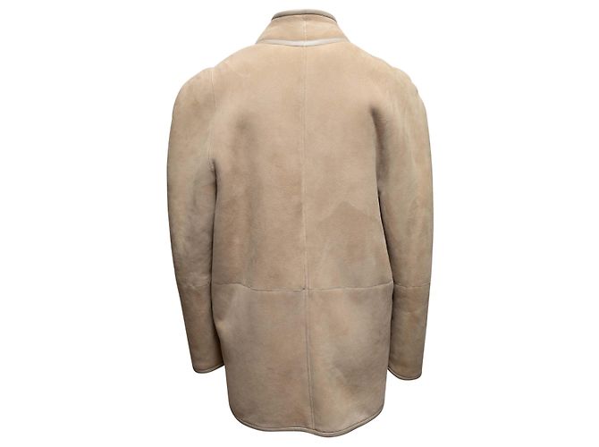 Etoile Isabel Marant V-Ausschnitt Shearling-Jacke Beige Größe US S - Ansicht 3