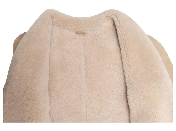 Etoile Isabel Marant V-Ausschnitt Shearling-Jacke Beige Größe US S - Ansicht 4